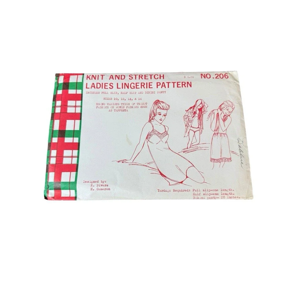 Vintage Sewing Pattern Lingerie Set 1960s Slip Half Slip Bikini Panty Uncut